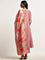 Vark Peach Floral Printed A-Line Kurta, Pants & Dupatta Set