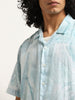 Nuon Light Blue Embroidered Relaxed-Fit Cotton Shirt