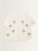 Gia White Floral Embroidered Cotton Blouse