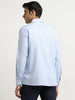 WES Formals Blue Checks Design Slim-Fit Cotton Shirt