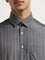 WES Formals Charcoal Pinstriped Slim-Fit Cotton Shirt