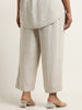 Gia Beige Mid-Rise Straight-Fit Cotton Pants