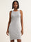 Studiofit Black & White Ribbed Bodycon Cotton Dress