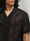 Nuon Black Knit-Textured Relaxed-Fit Cotton Blend Shirt