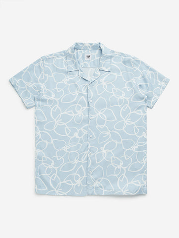 Y&F Kids Blue Floral Printed Shirt