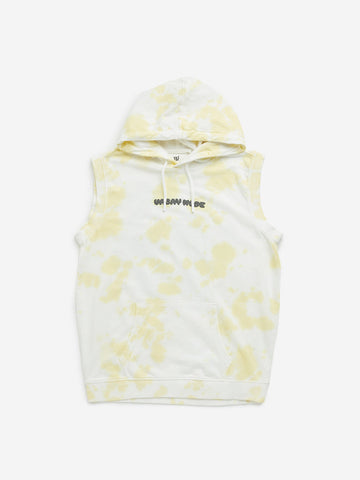 Y&F Kids Yellow Tie-Dye Hooded Cotton T-Shirt