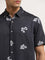 Ascot Black Floral Pattern Relaxed-Fit Shirt