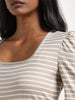 Wardrobe White Beige Striped Knit-Textured Top