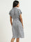 Wardrobe Ivory & Navy Houndstooth Shirt Dress with Belt