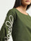 LOV Olive Leaf Embroidered Cotton Top