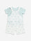 HOP Baby White Printed Cotton Dungaree with T-Shirt Set