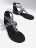 LUNA BLU Black Embellished T-Strap Sandals