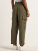 LOV Olive Cargo-Style Mid-Rise Pants