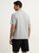 WES Lounge Grey Striped Knitted Relaxed-Fit T-Shirt