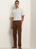 ETA Off-White Striped Design Resort-Fit Cotton Shirt