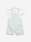 HOP Baby Mint Striped Cotton Dungaree with Shirt Set