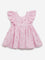 HOP Baby Pink Floral Embroidered A-Line Dress