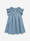 HOP Baby Light Blue Floral Design A-Line Denim Dress