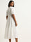 LOV White Textured Tiered Cotton Dress