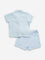 HOP Baby Light Blue Embroidered Cotton Shirt with Shorts Set