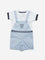 HOP Baby Blue Tiger Design Dungarees with Cotton T-Shirt Set