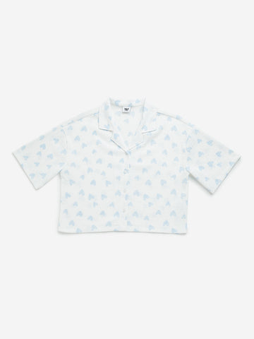 Y&F Kids Blue Heart Printed Shirt