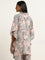 Utsa Light Pink Foliage Printed A-Line Kaftan style Kurta