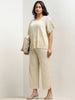 Gia Beige Ribbed Textured High-Rise Pants