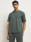 WES Lounge Dark Green Striped Relaxed-Fit T-Shirt