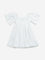 HOP Kids White Schiffli-Printed A-Line Cotton Dress