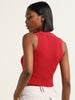 Nuon Red Ribbed Textured Crop Top