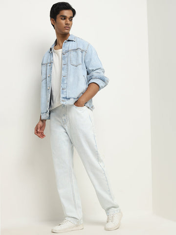 Nuon Light Blue Relaxed-Fit Mid-Rise Jeans