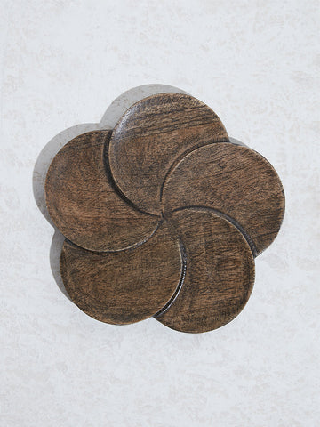 Westside Home Brown Floral Design Wooden Trivet