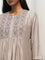 Zuba Taupe Mirror-Work Embroidered A-Line Kurta