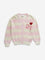 HOP Kids Pink & Ecru Embroidered Knitted Cotton Cardigan