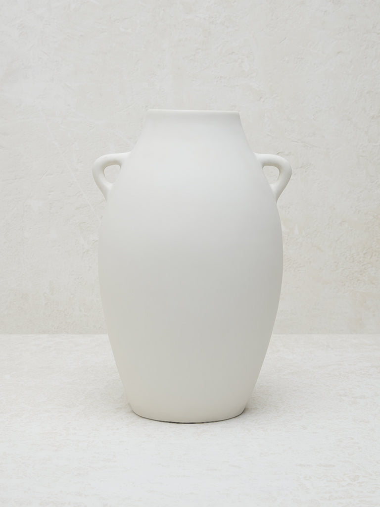 Westside Home White Twin Ear Marble Vase