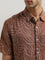 Ascot Tan Abstract Design Relaxed-Fit Blended Linen Shirt