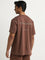 Studiofit Brown Text Pattern Relaxed-Fit T-Shirt