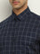 WES Formals Navy Checks Printed Relaxed-Fit Cotton Shirt