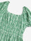 Y&F Kids Green Printed Tiered Cotton Dress