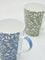 Westside Home Blue & Mint Leaf Printed Mugs (Set of 2)