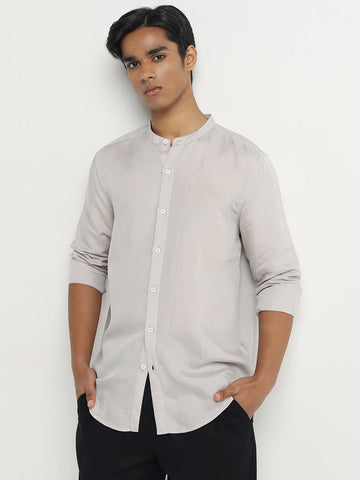 ETA Light Grey Solid Resort-Fit Shirt