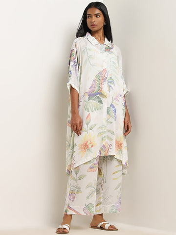 Utsa Multicolour Foliage Design High-Low Kurta