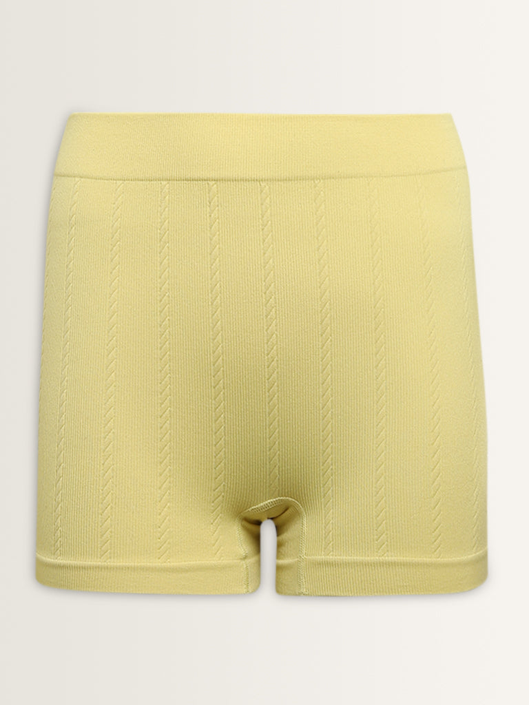 Superstar Light Yellow Ribbed Seam-Free Boy Shorts Brief