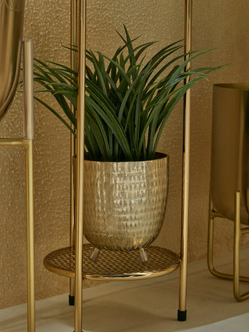 Westside Home Gold Textured Planter with Feet - Small