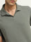 WES Casuals Dusty Olive Relaxed-Fit Cotton Polo T-Shirt