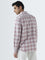 WES Casuals Pink Checkered Design Relaxed-Fit Cotton Shirt