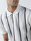 WES Casuals Grey Striped Relaxed-Fit Polo T-Shirt