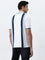 WES Casuals Blue Striped Relaxed-Fit Polo T-Shirt