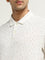 WES Casuals White Floral Relaxed-Fit Cotton Polo T-Shirt